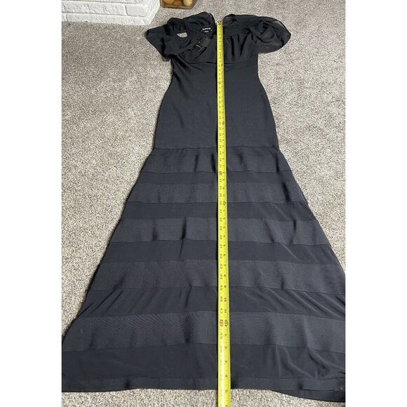 New! BeBe Black Off The Shoulder Maxi Bodycon Sheath Dress Size Small - Picture 6 of 9